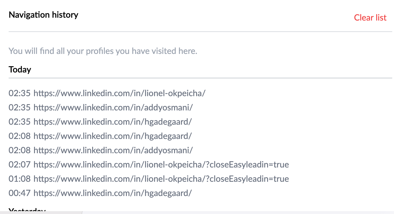 Easyleadin activity history timeline
