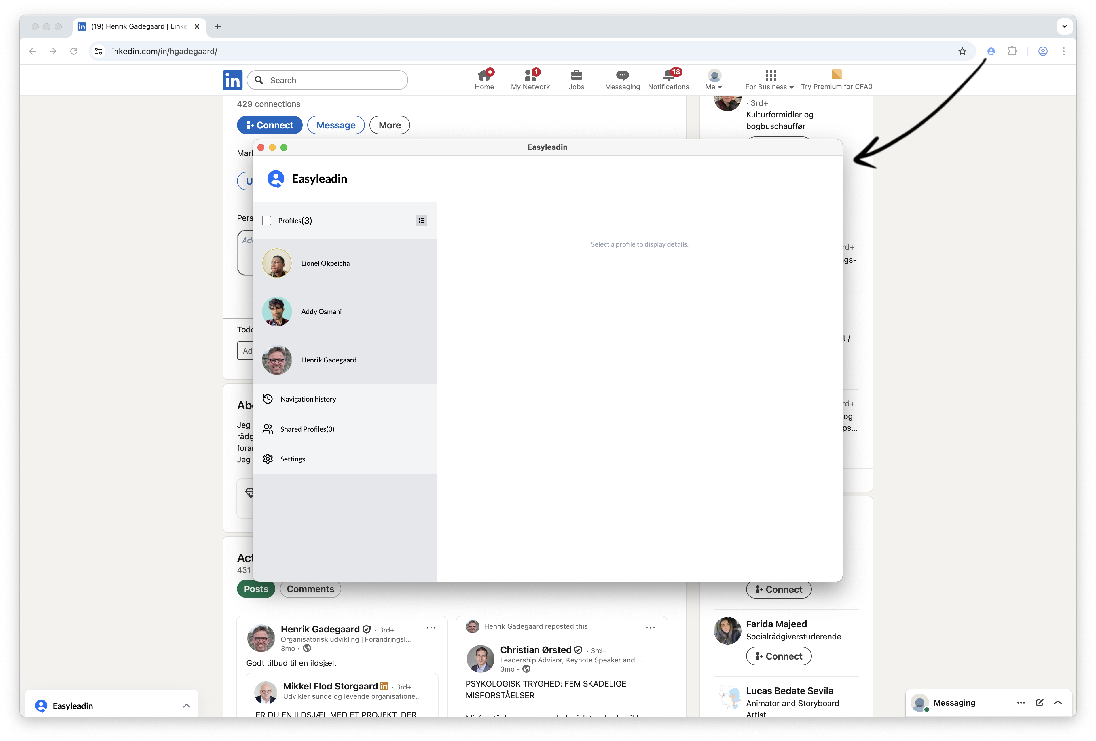 Overview of the Easyleadin dashboard